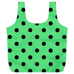 Large Black Polka Dots On Algae Green - Full Print Recycle Bag (xl) by FashionLane