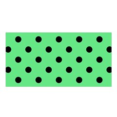 Large Black Polka Dots On Algae Green - Satin Shawl by FashionLane