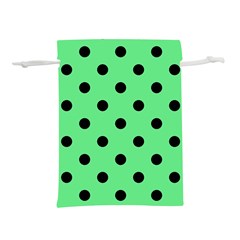 Large Black Polka Dots On Algae Green - Lightweight Drawstring Pouch (m) by FashionLane