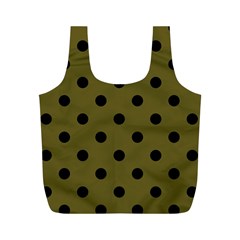 Large Black Polka Dots On Antique Bronze - Full Print Recycle Bag (m) by FashionLane