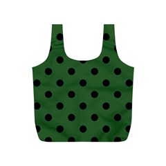 Large Black Polka Dots On Basil Green - Full Print Recycle Bag (s) by FashionLane