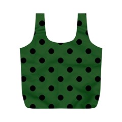 Large Black Polka Dots On Basil Green - Full Print Recycle Bag (m) by FashionLane