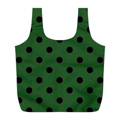 Large Black Polka Dots On Basil Green - Full Print Recycle Bag (l) by FashionLane