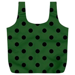 Large Black Polka Dots On Basil Green - Full Print Recycle Bag (xl) by FashionLane