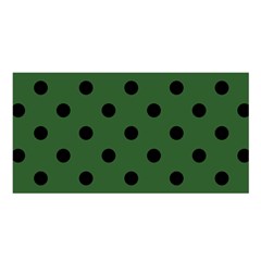 Large Black Polka Dots On Basil Green - Satin Shawl by FashionLane