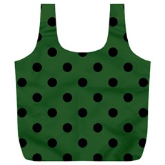 Large Black Polka Dots On Basil Green - Full Print Recycle Bag (xxl) by FashionLane