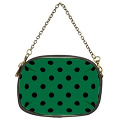 Large Black Polka Dots On Cadmium Green - Chain Purse (two Sides) by FashionLane