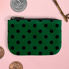 Large Black Polka Dots On Cadmium Green - Mini Coin Purse by FashionLane