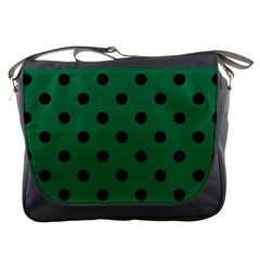 Large Black Polka Dots On Cadmium Green - Messenger Bag