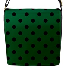 Large Black Polka Dots On Cadmium Green - Flap Closure Messenger Bag (s) by FashionLane