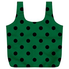 Large Black Polka Dots On Cadmium Green - Full Print Recycle Bag (xl) by FashionLane