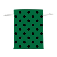 Large Black Polka Dots On Cadmium Green - Lightweight Drawstring Pouch (m) by FashionLane