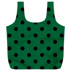 Large Black Polka Dots On Cadmium Green - Full Print Recycle Bag (xxl) by FashionLane