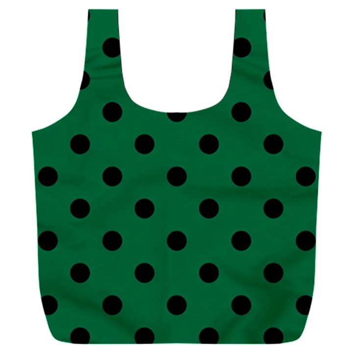 Large Black Polka Dots On Cadmium Green - Full Print Recycle Bag (XXL)