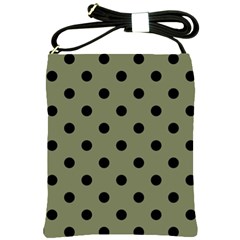 Large Black Polka Dots On Calliste Green - Shoulder Sling Bag by FashionLane