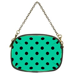 Large Black Polka Dots On Caribbean Green - Chain Purse (two Sides) by FashionLane