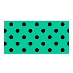 Large Black Polka Dots On Caribbean Green - Satin Wrap