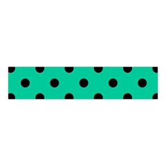 Large Black Polka Dots On Caribbean Green - Velvet Scrunchie