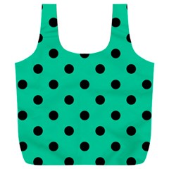 Large Black Polka Dots On Caribbean Green - Full Print Recycle Bag (xxl) by FashionLane