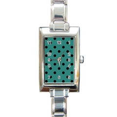 Large Black Polka Dots On Celadon Green - Rectangle Italian Charm Watch by FashionLane