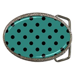 Large Black Polka Dots On Celadon Green - Belt Buckles by FashionLane