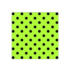 Large Black Polka Dots On Chartreuse Green - Satin Bandana Scarf