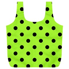 Large Black Polka Dots On Chartreuse Green - Full Print Recycle Bag (XXL)