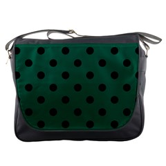 Large Black Polka Dots On Christmas Green - Messenger Bag by FashionLane