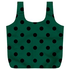 Large Black Polka Dots On Christmas Green - Full Print Recycle Bag (xxxl) by FashionLane