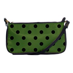 Large Black Polka Dots On Crocodile Green - Shoulder Clutch Bag by FashionLane