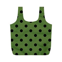 Large Black Polka Dots On Crocodile Green - Full Print Recycle Bag (m) by FashionLane