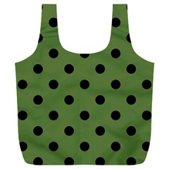 Large Black Polka Dots On Crocodile Green - Full Print Recycle Bag (xxl) by FashionLane