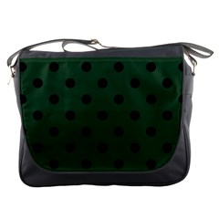 Large Black Polka Dots On Eden Green - Messenger Bag by FashionLane