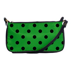 Large Black Polka Dots On Just Green - Shoulder Clutch Bag by FashionLane