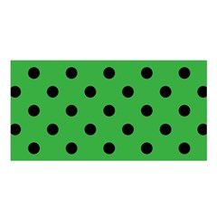 Large Black Polka Dots On Just Green - Satin Shawl by FashionLane