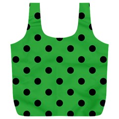 Large Black Polka Dots On Just Green - Full Print Recycle Bag (xxl) by FashionLane