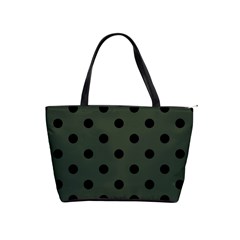 Large Black Polka Dots On Kombu Green - Classic Shoulder Handbag by FashionLane