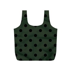 Large Black Polka Dots On Kombu Green - Full Print Recycle Bag (s) by FashionLane