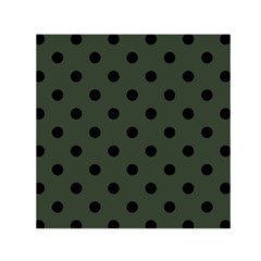 Large Black Polka Dots On Kombu Green - Small Satin Scarf (square) by FashionLane