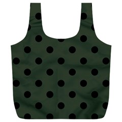 Large Black Polka Dots On Kombu Green - Full Print Recycle Bag (xxl) by FashionLane