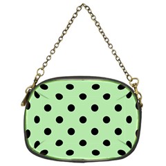 Large Black Polka Dots On Pale Green - Chain Purse (one Side) by FashionLane