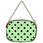 Large Black Polka Dots On Pale Green - Chain Purse (One Side) Front