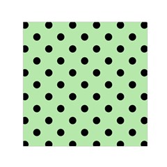 Large Black Polka Dots On Pale Green - Small Satin Scarf (square) by FashionLane