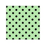 Large Black Polka Dots On Pale Green - Small Satin Scarf (Square) Front