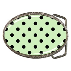 Large Black Polka Dots On Tea Green - Belt Buckles by FashionLane