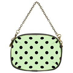 Large Black Polka Dots On Tea Green - Chain Purse (one Side) by FashionLane