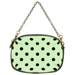 Large Black Polka Dots On Tea Green - Chain Purse (Two Sides) Front