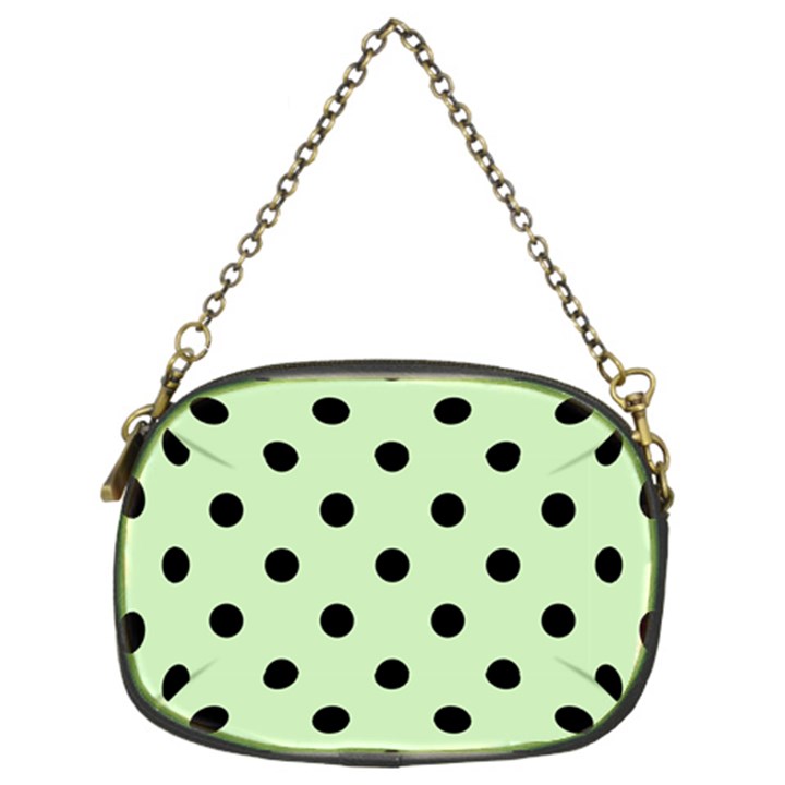 Large Black Polka Dots On Tea Green - Chain Purse (Two Sides)