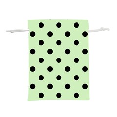 Large Black Polka Dots On Tea Green - Lightweight Drawstring Pouch (m) by FashionLane