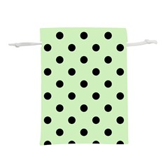 Large Black Polka Dots On Tea Green - Lightweight Drawstring Pouch (l) by FashionLane